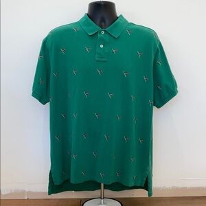 Vintage Ralph Lauren Custom Fit Mesh Green Polo Shirt with Sailing Embroidery